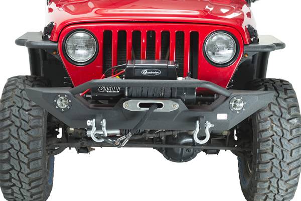 Fishbone Offroad - Jeep TJ/YJ Front Bumper W/LED's 87-06 Wrangler TJ/YJ Steel Black Textured Powercoat Fishbone Offroad