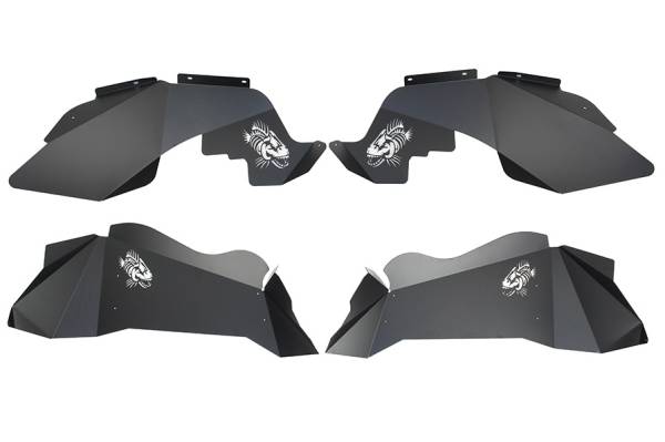 Fishbone Offroad - Jeep JK Logo Aluminum Inner Fenders 07-18 Wrangler JK Black Powdercoat Fishbone Offroad