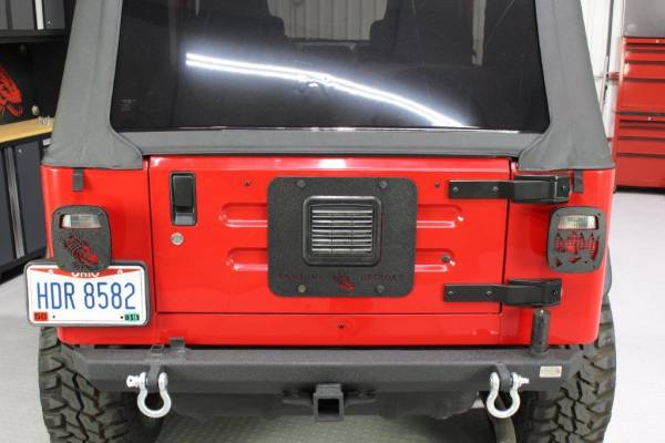 Fishbone Offroad - Jeep TJ Tailgate Plate 97-06 Wrangler TJ Black Textured Powercoat Aluminum BackSide Series Fishbone Offroad