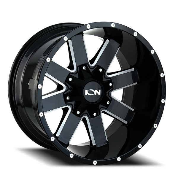 ION Wheels - Cast Aluminum Wheels 141 GB 20x12 Milled Spokes Gloss Black 8 On 180 Bolt Pattern -44 Offset ION Wheels