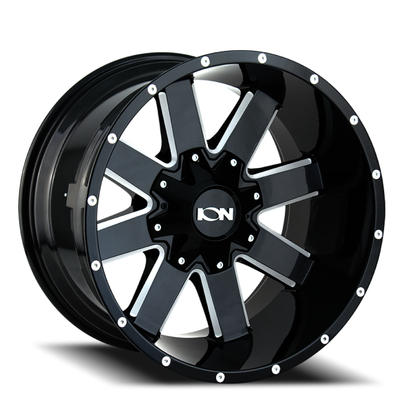 ION Wheels - Cast Aluminum Wheels 141 GB 20x9 Milled Spokes Gloss Black 8 On 165.1/8 On 170 Bolt Pattern 0 Offset ION Wheels