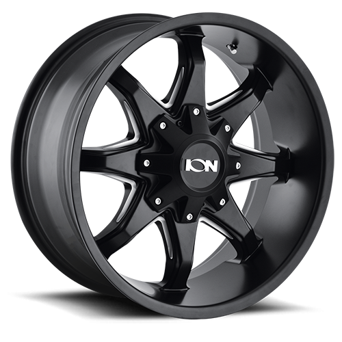 ION Wheels - Cast Aluminum Wheels 181 SB-M 18x9 Milled Spokes Satin Black 5 On 139.7/5 On 150 Bolt Pattern -12 Offset ION Wheels