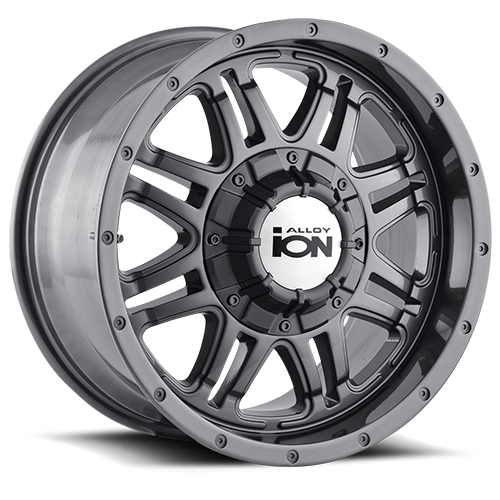 ION Wheels - Cast Aluminum Wheels 186 GY 17x8 Gunmetal Gray 5 On 135/5 On 139.7 Bolt Pattern 10 Offset ION Wheels