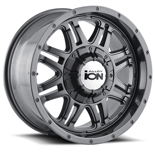 ION Wheels - Cast Aluminum Wheels 186 GY 17x8 Gunmetal Gray 5 On 135/5 On 139.7 Bolt Pattern 10 Offset ION Wheels