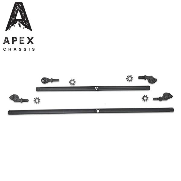 Apex Chassis - Apex Chassis Heavy Duty 1 Ton Tie Rod & Drag Link Assembly in Black Aluminum Fits: 07-18 Jeep Wrangler JK JKU Rubicon Sahara Sport. Note this NO-FLIP kit fits vehicles with a lift of 3.5 inches or less