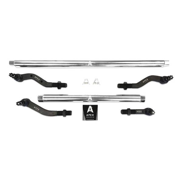 Apex Chassis - Apex Chassis Heavy Duty 2.5 Ton Tie Rod & Drag Link Assembly in Polished Aluminum Fits: 19-22 Jeep Gladiator JT 18-22 Jeep Wrangler JL/JLU Rubicon Mohave Sahara Sport. Note: This NO-FLIP kit fits a Dana 30 axle with a lift of 4.5 inches or less.