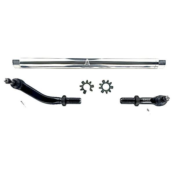 Apex Chassis - Apex Chassis Heavy Duty 2.5 Ton No Flip Drag Link Assembly in Polished Aluminum Fits: 19-22 Jeep Gladiator JT 18-22 Jeep Wrangler JL/JLU Rubicon Mohave Sahara Sport. Note: This NO-FLIP kit fits Dana 44 & Dana 30 axles with a lift of 4.5 inches or less