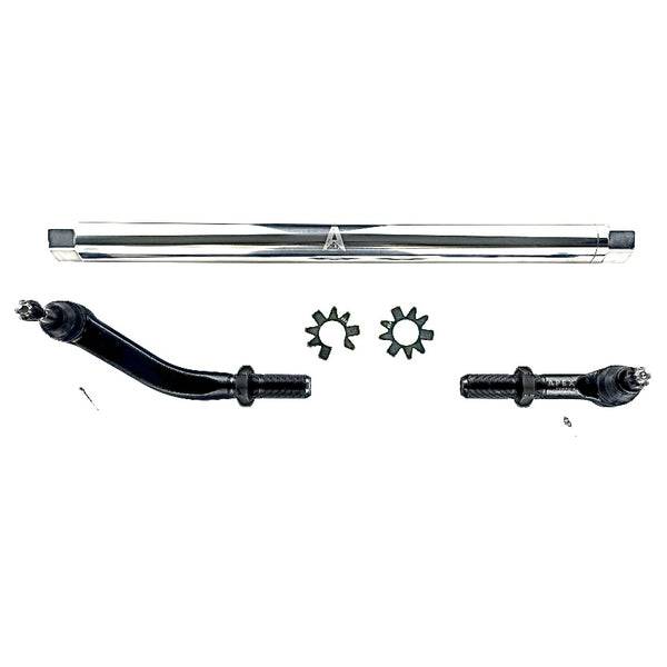 Apex Chassis - Apex Chassis Heavy Duty JK 2.5 Ton Heavy Duty No Flip Drag Link Assembly in Polished Aluminum Fits: 07-18 Jeep Wrangler JK JKU Rubicon Sahara Sport. Note this NO-FLIP kit fits vehicles with a lift of 3.5 inches or less