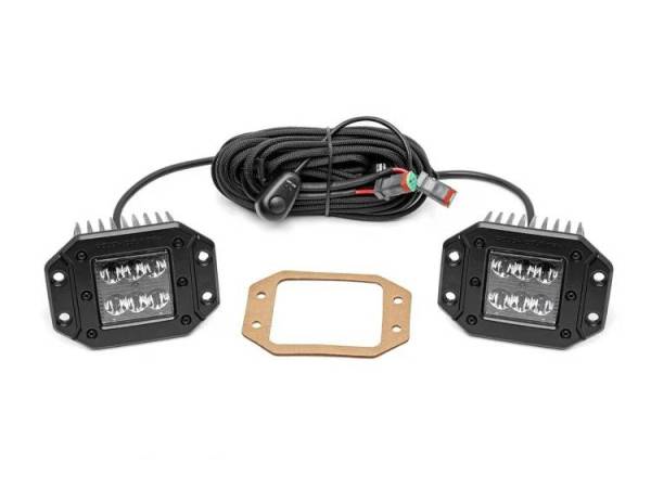 Rough Country - 2 Inch Square Flush Mount Cree LED Lights Pair Black Series, Spot Beam Rough Country