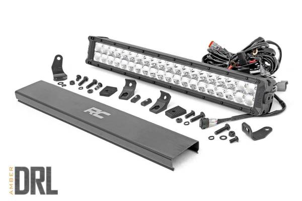 Rough Country - 20-inch Cree LED Light Bar Dual Row Chrome Series w/ Amber DRL Rough Country