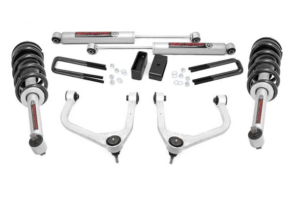 Rough Country - 3.5 Inch Suspension Lift Kit w/Forged Upper Control Arms & Loaded Struts 19-20 Silverado/Sierra 1500 4WD/2WD Rough Country