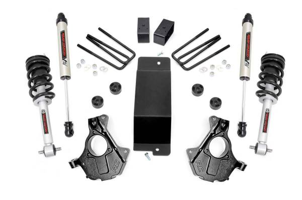 Rough Country - 3.5 Inch Suspension Lift Knuckle Kit w/Struts & V2 Monotube 14-18 Silverado/Sierra 1500 4WD Aluminum & Stamped Steel Rough Country