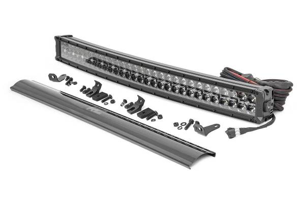 Rough Country - 30 Inch Curved CREE LED Light Bar Dual Row Black Series w/Amber DRL Rough Country