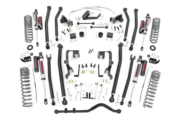 Rough Country - 4.0 Inch Jeep Long Arm Suspension Lift Kit w/ Vertex Adjustable Reservoir Shocks 07-11 Wrangler JK 2-door Rough Country