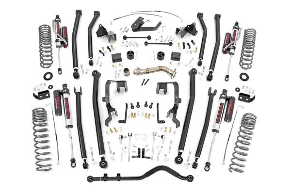 Rough Country - 4.0 Inch Jeep Long Arm Suspension Lift Kit w/ Vertex Adjustable Reservoir Shocks 12-18 Wrangler JK 2-door Rough Country