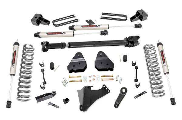 Rough Country - 4.5 Inch Inch Ford Suspension Lift Kit w/ V2 Shocks and Front Driveshaft 17-20 F-350 4WD Diesel Dually Rough Country