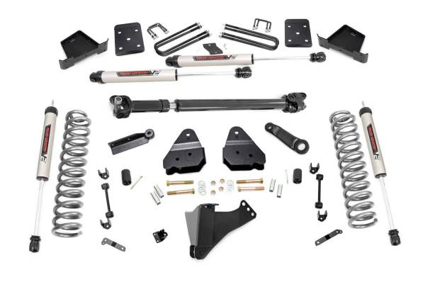 Rough Country - 4.5 Inch Suspension Lift Kit w/Front Drive Shaft & V2 Shocks 17-19 F-250/350 4WD Diesel Rough Country