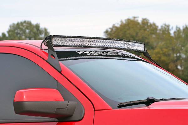 Rough Country - 54 Inch Curved LED Light Bar Upper Windshield Mounts 15-19 Silverado/Sierra 2500HD/3500HD Rough Country