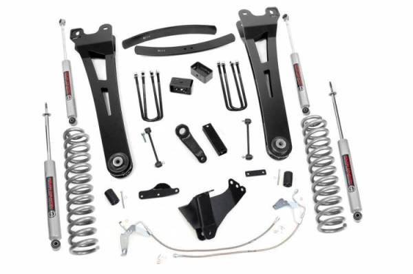 Rough Country - 6 Inch Ford 08-10 F-250/F-350 Super Duty Radius Arm Suspension Lift Kit Premium N3 Shocks Gas Rough Country