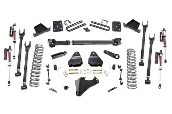 Rough Country - 6 Inch Ford 4-Link Suspension Lift Kit 3.5 Inch Axle Diam Vertex Reservoir Shocks w/Front Drive Shaft 17-19 F-250 4WD Diesel w/o Overloads Rough Country