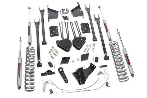 Rough Country - 6 Inch Ford 4-Link Suspension Lift Kit N3 Shocks No Rear Overload Springs 15-16 F-250 4WD Diesel Rough Country