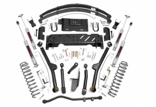 Rough Country - 6.5 Inch Jeep Long Arm Suspension Lift System 84-01 XJ Cherokee-2.5L/4.0L/NP242 Rough Country