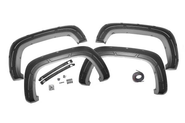 Rough Country - Defender Pocket Fender Flares Black Chevy Silverado 2500 HD/3500 HD (20-23) Rough Country