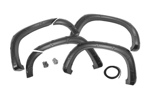 Rough Country - Defender Pocket Fender Flares Flat Black Chevy Silverado 1500 2WD/4WD (19-23) Rough Country