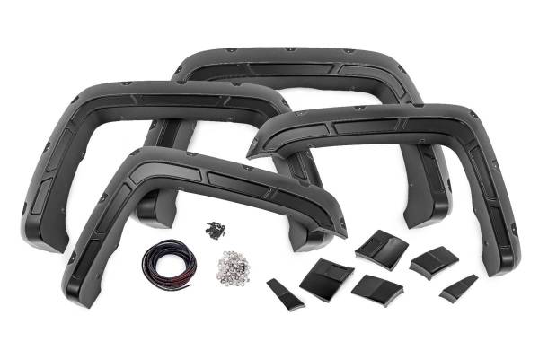 Rough Country - Defender Pocket Fender Flares Flat Black GMC Sierra 1500 (14-18)/Sierra 2500 (15-19) Rough Country