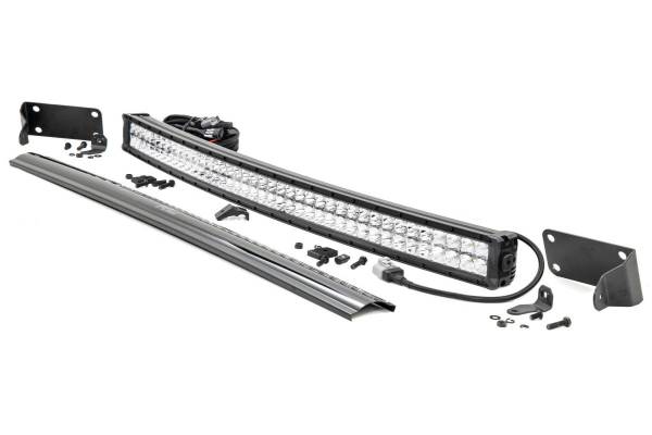 Rough Country - Dodge 40-inch Curved LED Light Bar Hidden Bumper Kit w/Chrome Series DRL LED For 10-18 Ram 2500/3500 Rough Country