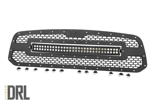 Rough Country - Dodge Mesh Grille 30 Inch Dual Row Black Series LED w/Amber DRL 13-18 RAM 1500 Rough Country