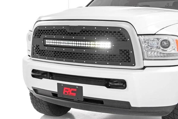 Rough Country - Dodge Mesh Grille w/30 Inch Dual Row Black Series LED 13-18 RAM 2500/3500 Rough Country