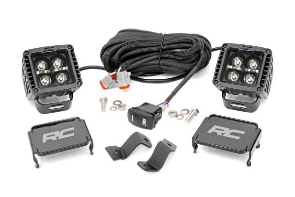 Rough Country - Ford 2-inch LED Lower Windshield Ditch Kit w/ Amber DRL 15-21 Ford F-150 Rough Country