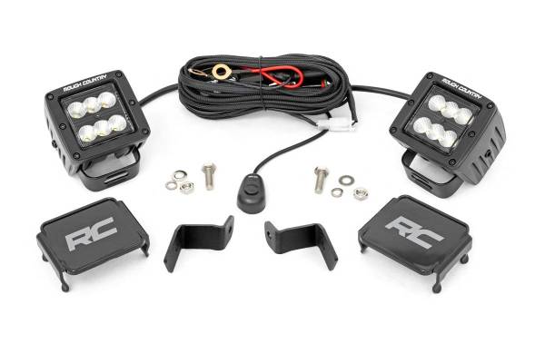 Rough Country - Ford 2-inch LED Lower Windshield Flood Pattern Ditch Kit 15-21 Ford F-150 Rough Country