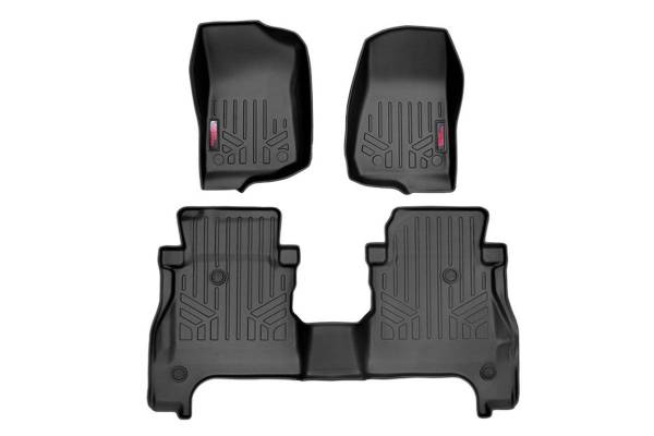 Rough Country - Heavy Duty Floor Mats Front & Rear w/o Under Seat Lockable Storage-20 Gladiator JT Rough Country