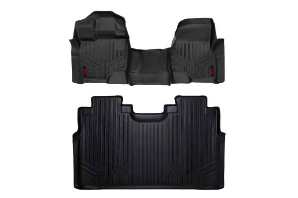 Rough Country - Heavy Duty Floor Mats Front/Rear W/Center 15-20 Ford F-150 SuperCrew Cab Rough Country