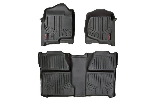 Rough Country - Heavy Duty Floor Mats Front/Rear-07-13 Silverado/Sierra 07-14 HD Crew Cab Bucket Seats Rough Country