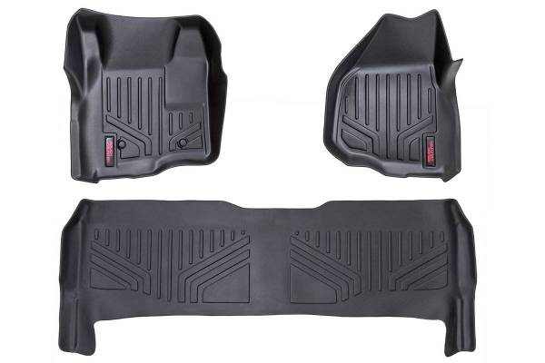 Rough Country - Heavy Duty Floor Mats Front/Rear-11-16 Ford Super Duty Crew Cab Depressed Pedal Rough Country