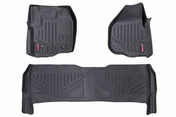 Rough Country - Heavy Duty Floor Mats Front/Rear-12-16 Ford Super Duty Crew Cab Raised Pedal Rough Country