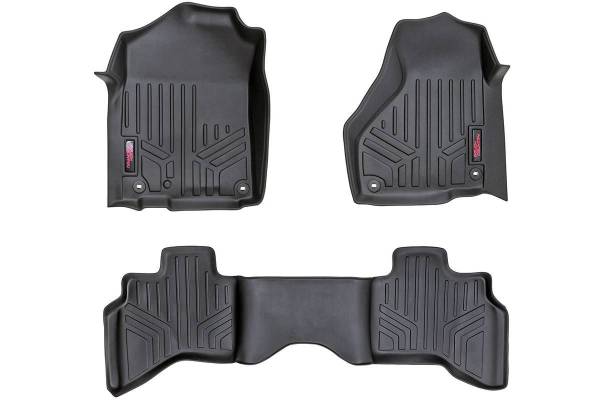 Rough Country - Heavy Duty Floor Mats Front/Rear-12-18 Dodge RAM 1500 Quad Cab Full Console Rough Country