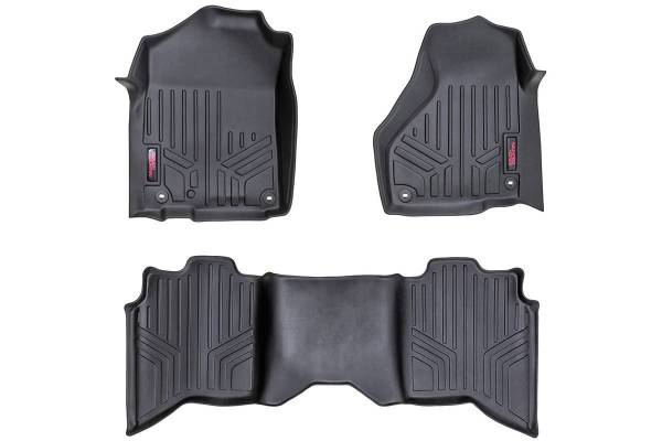 Rough Country - Heavy Duty Floor Mats Front/Rear-12-18 Dodge RAM Crew/Mega Cab Full Console Rough Country