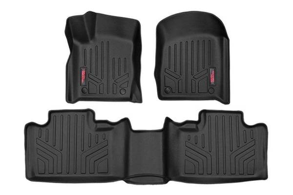 Rough Country - Heavy Duty Floor Mats Front/Rear-13-20 Jeep Grand Cherokee WK2 w/Factory Hook Style Floormat Connector Rough Country