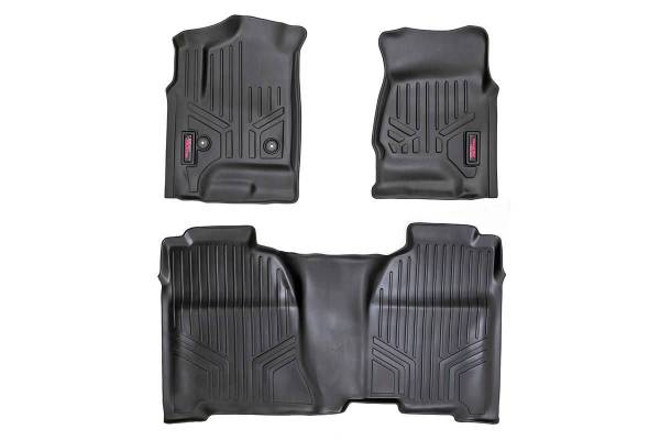 Rough Country - Heavy Duty Floor Mats Front/Rear-14-19 Silverado/Sierra 1500/2500 HD/3500 HD Crew Cab Rough Country