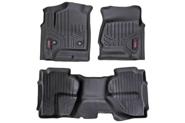 Rough Country - Heavy Duty Floor Mats Front/Rear-14-19 Silverado/Sierra 1500/2500 HD/3500 HD Double Cab Rough Country