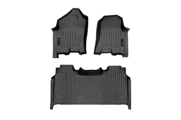 Rough Country - Heavy Duty Floor Mats Front/Rear-19-20 RAM 1500 Crew Cab Full Console w/Rear Under Seat Storage Rough Country