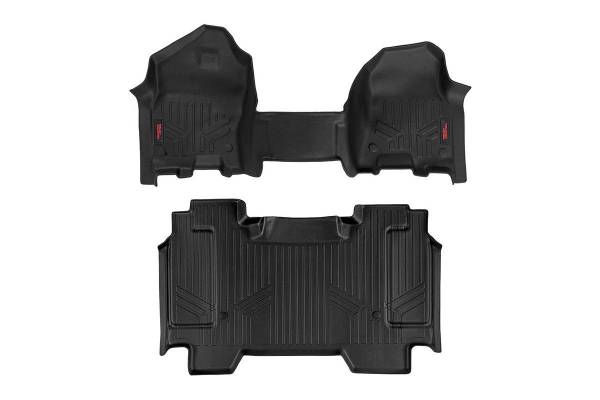 Rough Country - Heavy Duty Floor Mats Front/Rear-19-20 RAM 1500 Crew Cab Half Console Rough Country