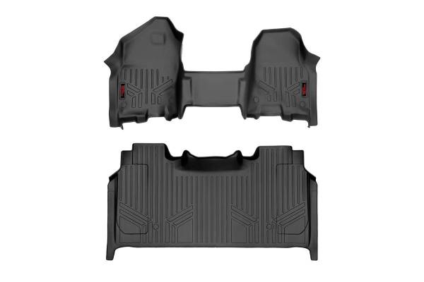 Rough Country - Heavy Duty Floor Mats Front/Rear-19-20 RAM 1500 Crew Cab Half Console w/Rear Under Seat Storage Rough Country