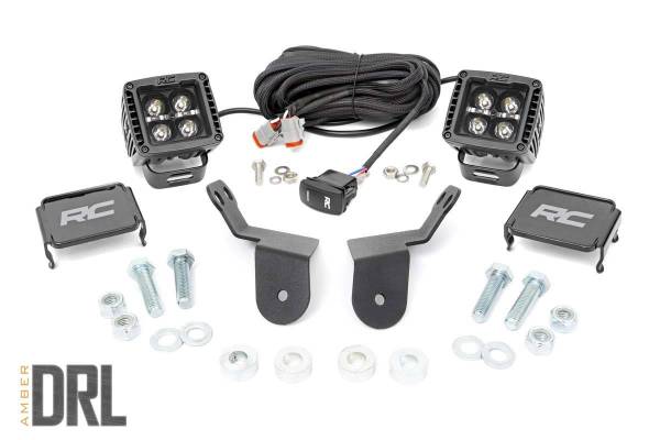 Rough Country - Honda Dual LED Cube Kit 2.0 Inch Black Series w/ Amber DRL 16-20 Pioneer Rough Country