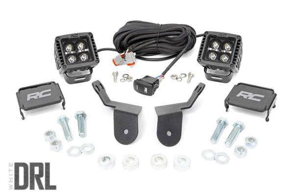 Rough Country - Honda Dual LED Cube Kit 2.0 Inch Black Series w/ White DRL 16-20 Pioneer Rough Country