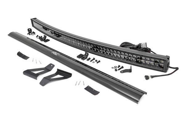 Rough Country - Jeep 50-inch Black Series Curved LED Light Bar w/DRL Upper Windshield Kit 84-01 Jeep XJ Cherokee Rough Country